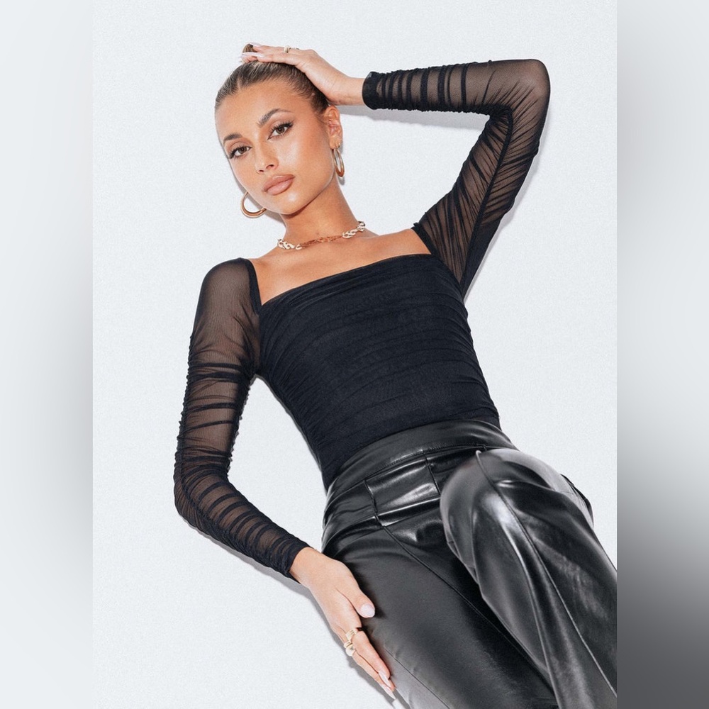 princess polly long sleeve bodysuit square neck